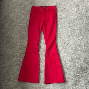Hollister Custom Bright Red Flare Pants